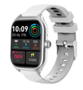 Bluetooth smart watch with full touch screen and silicone strap for health monitoring.