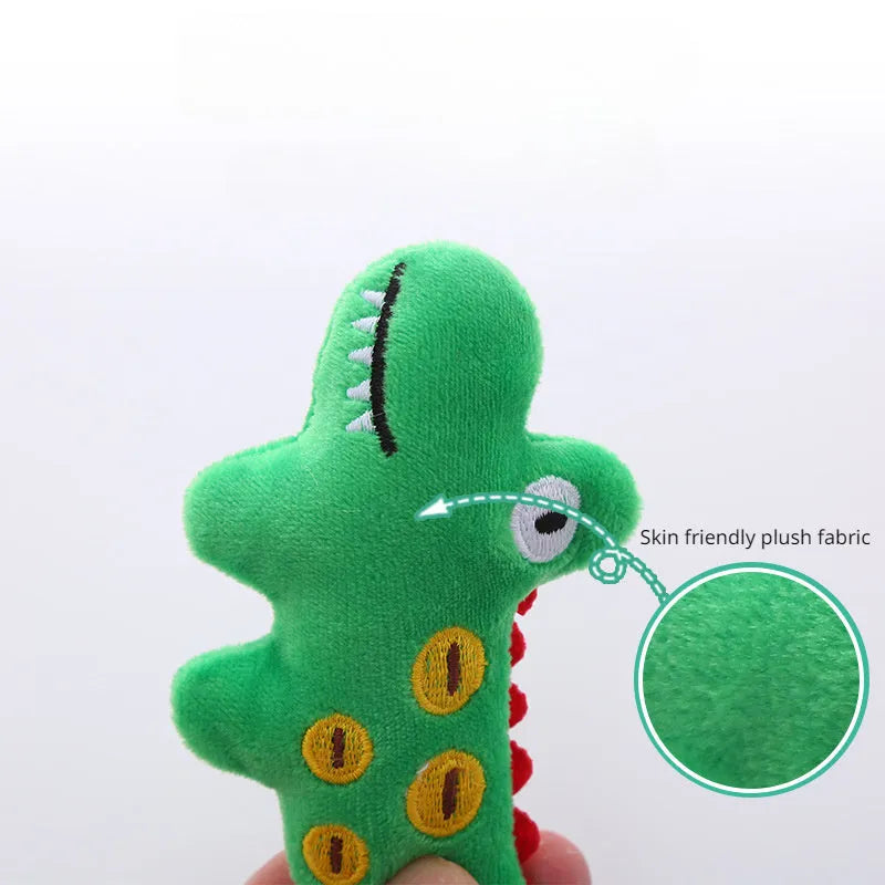 Plush cat toy in shape of cow, crocodile or parrot with catnip filling for interactive play