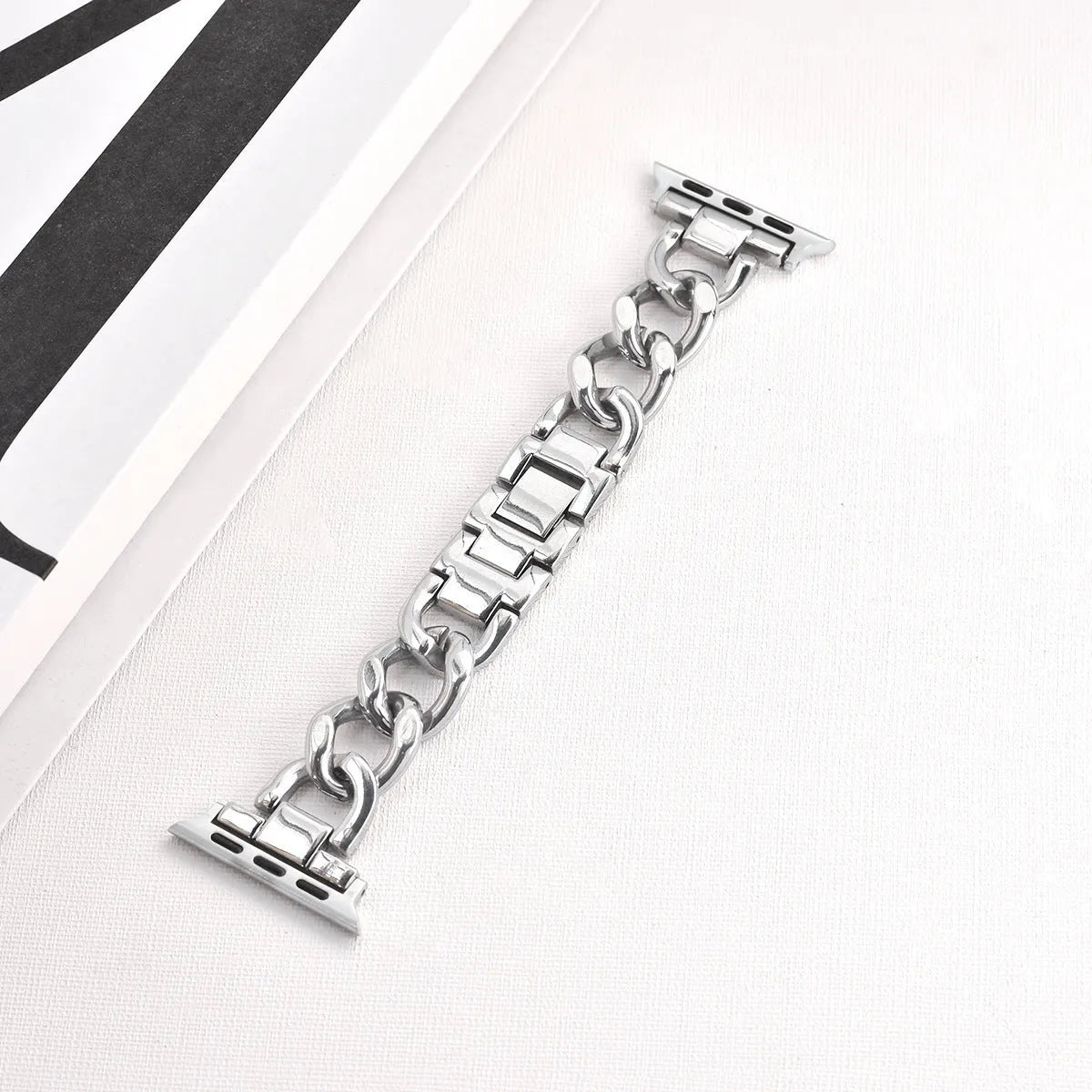 Denim chain metal Apple Watch strap in silver, black, gold, rose gold or Starlight colour options