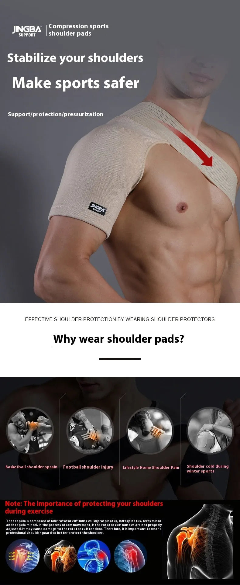 Adjustable one-shoulder pressure breathable sports protective gear in skin colour for basketball and weightlifting