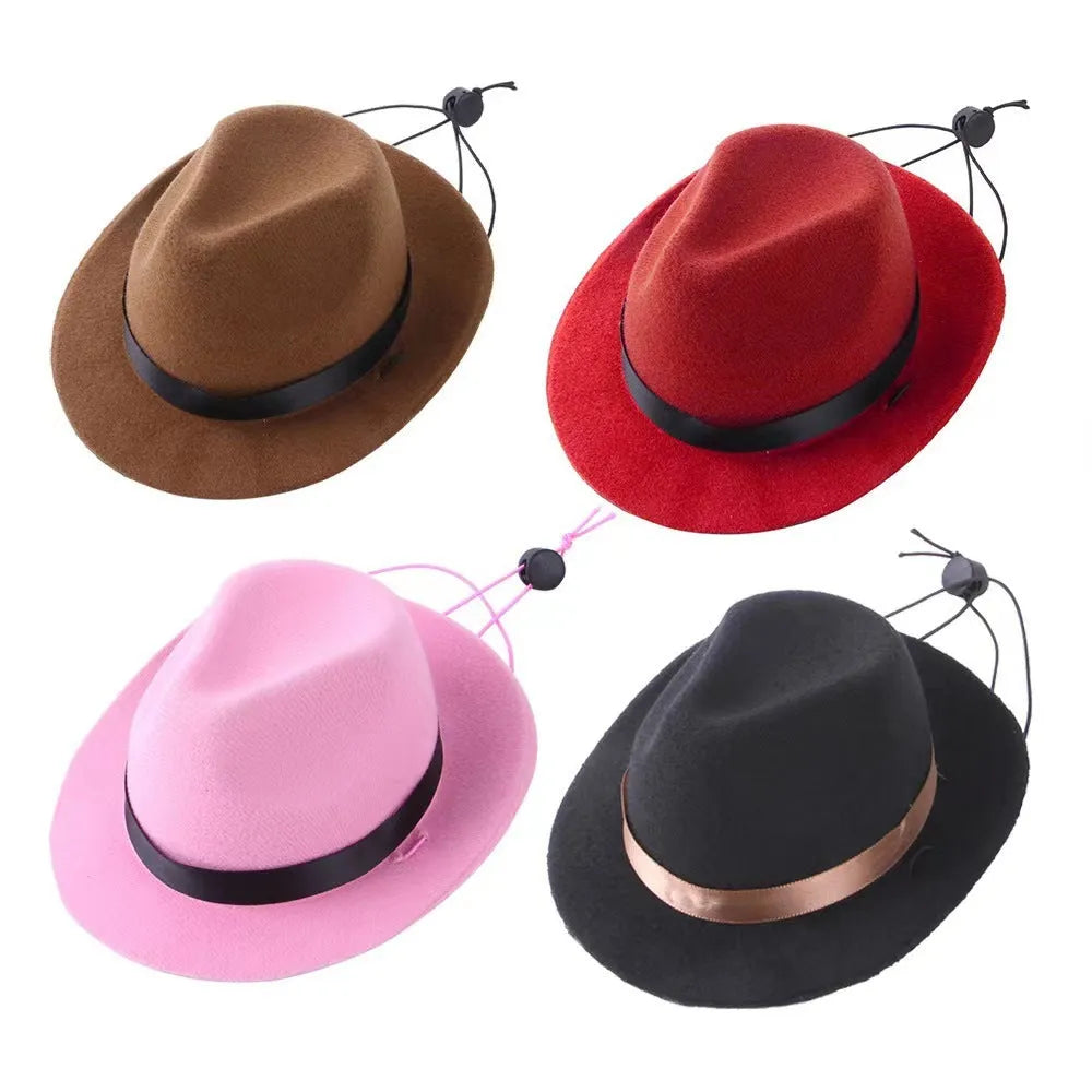 Small S size wool felt pet sun hat with 155cm diameter in pink, black, brown, and red colour options