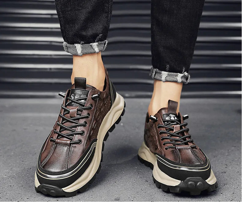 Men's black business casual lace-up round toe shoes with PU upper and PVC sole