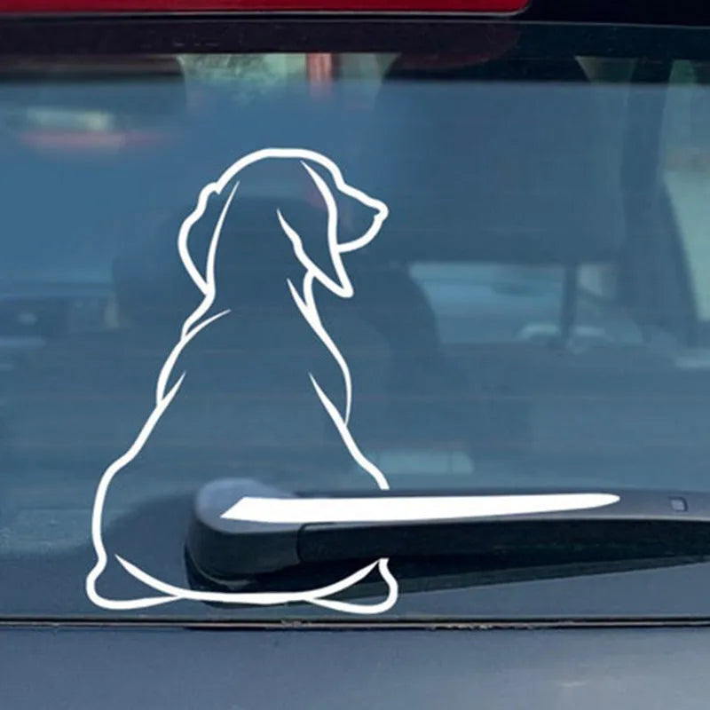 Cartoon wiper back dog gear car sticker for vehicle rear window decoration in black and white options