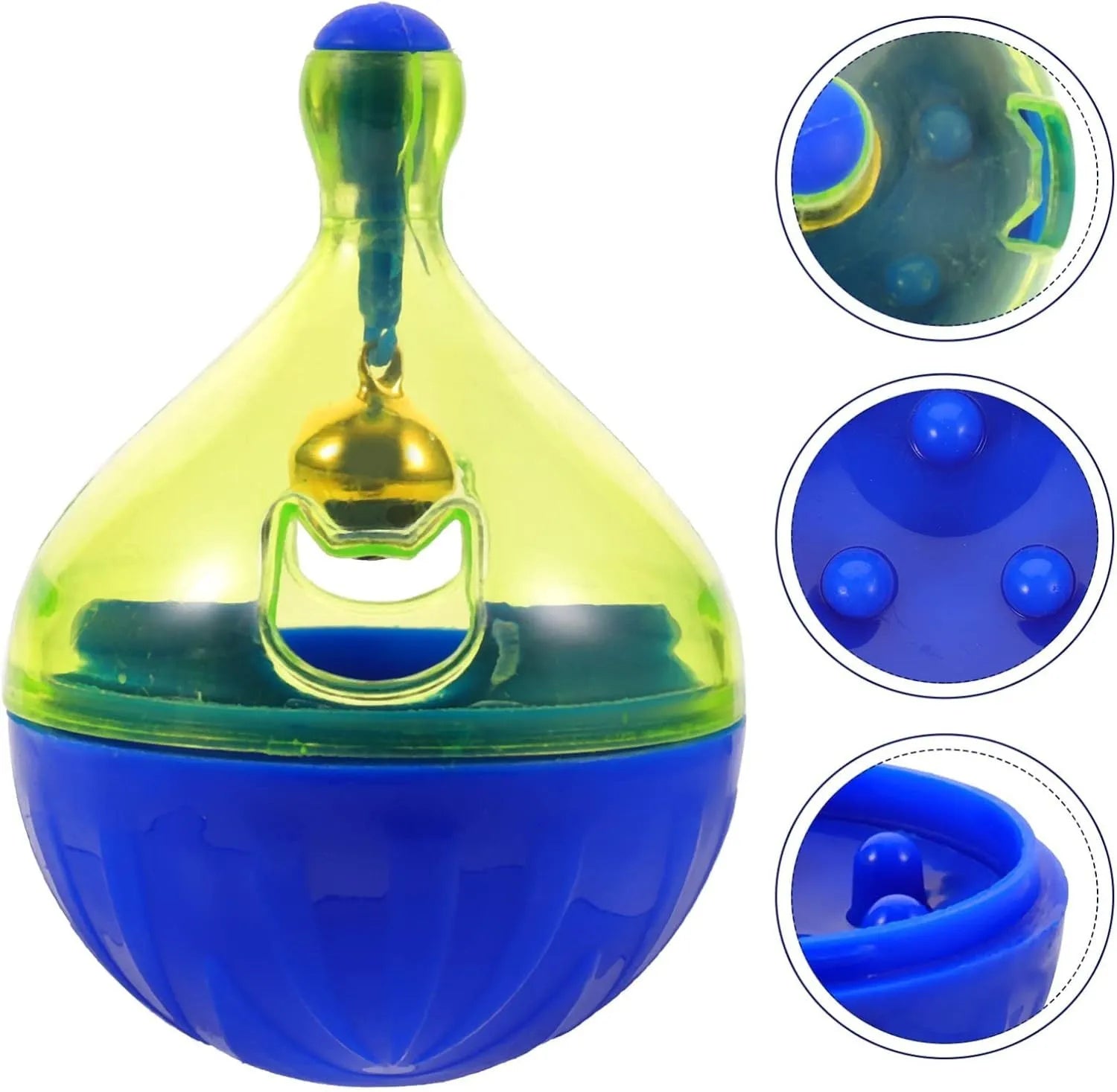 White tumbler-shaped pet treat dispenser toy measuring 14cm for dogs and cats
