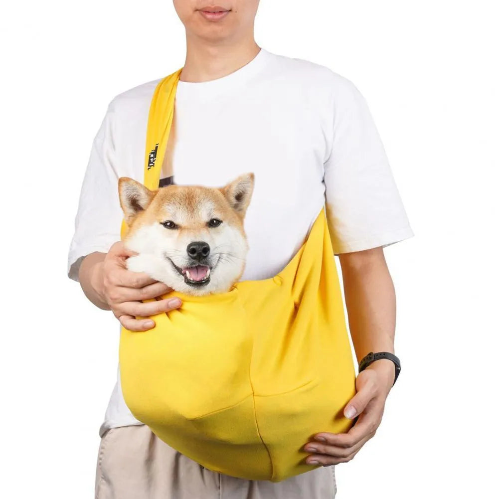 Grey foldable cat carrier bag with mesh windows and adjustable shoulder strap