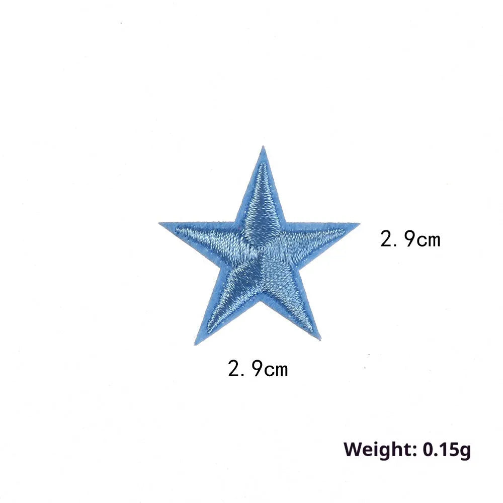Colourful five-pointed star cloth embroidery stickers for DIY fabric decoration