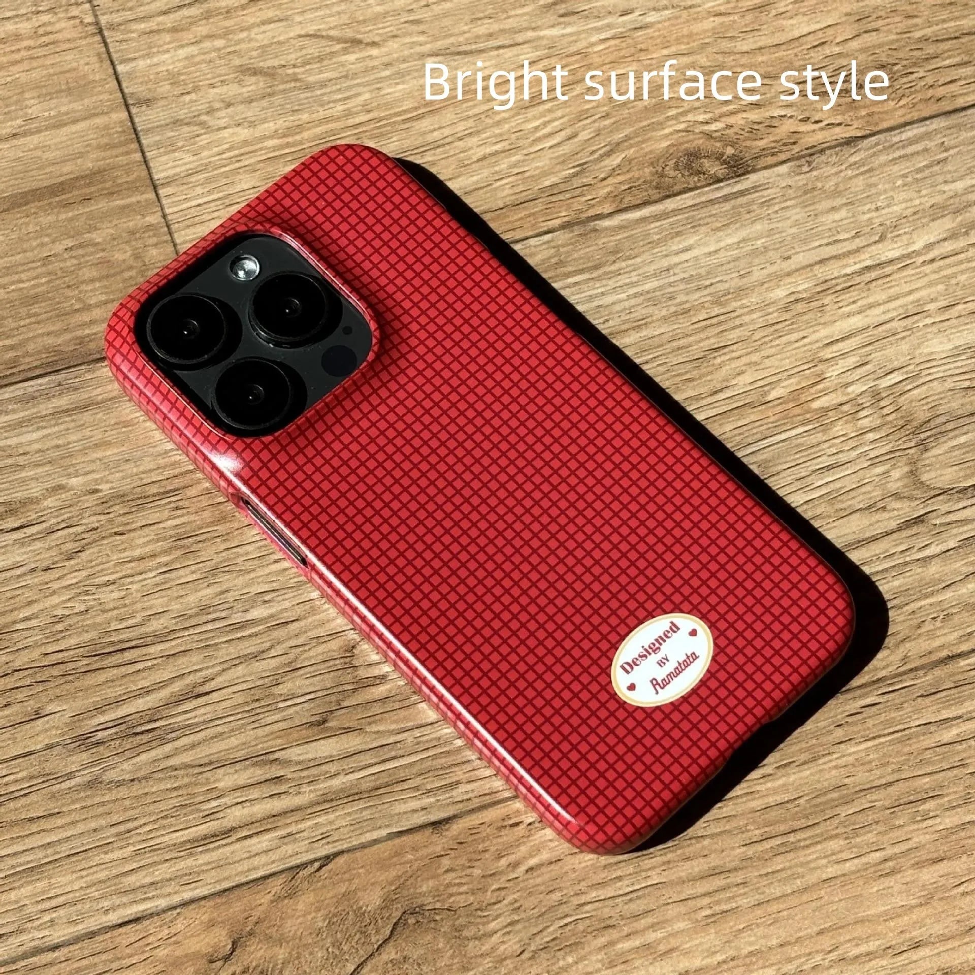 Original plain plaid phone case for iPhone 15 Pro Max anti-fingerprint red grid frosted protective shell