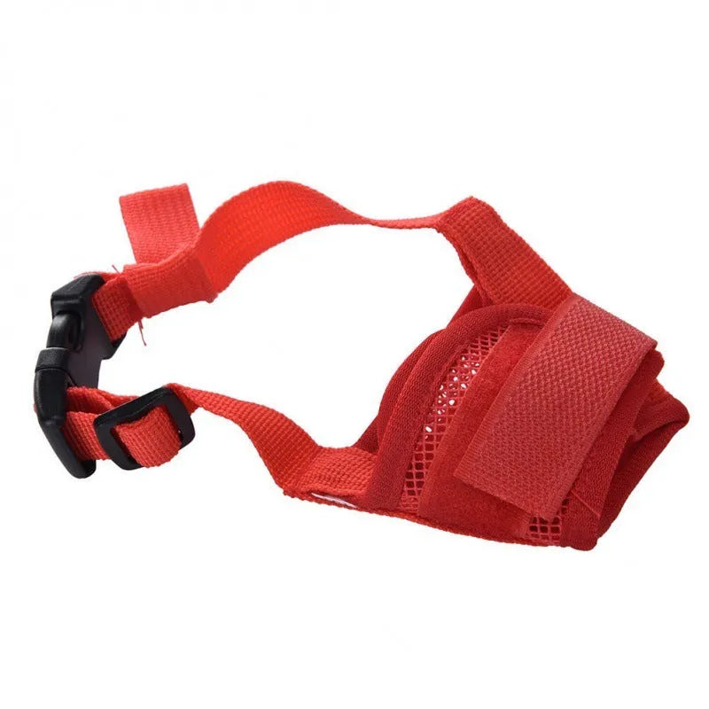 Adjustable plastic dog muzzle in multiple colours with size options for biting and barking control
