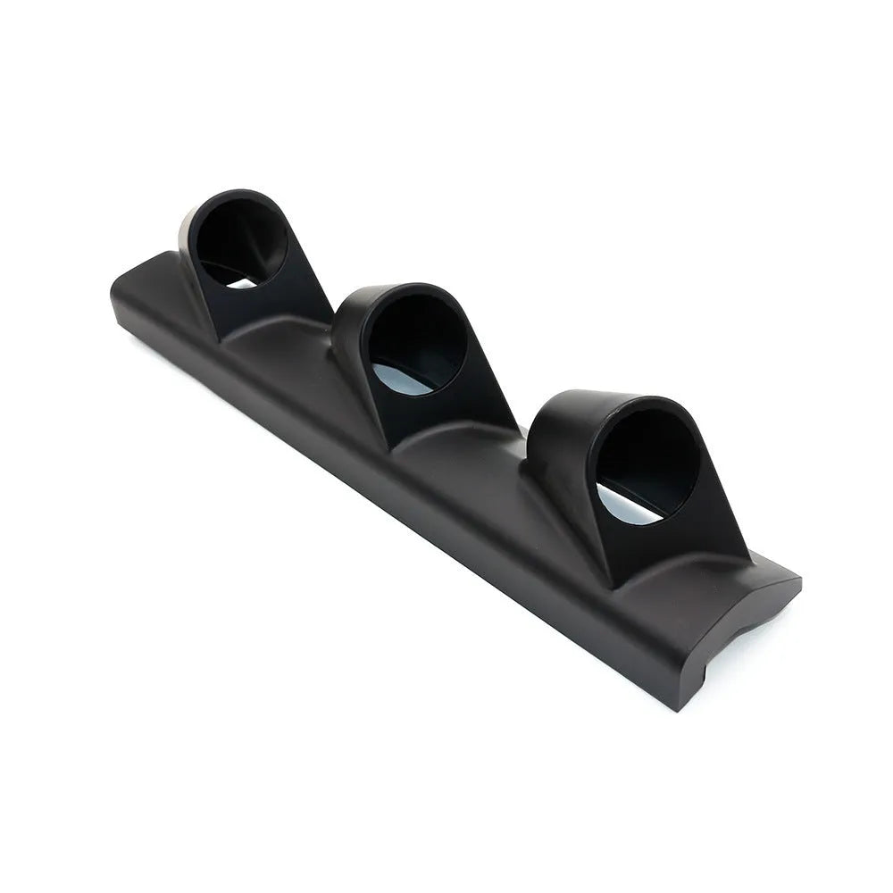 Black universal three-hole 52mm instrument stand for right-hand drive car dashboard mounting.
