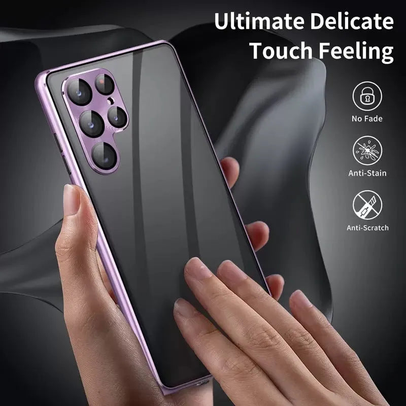 Metal magnetic phone case with privacy mirror for Samsung S24 Ultra in multiple colour options