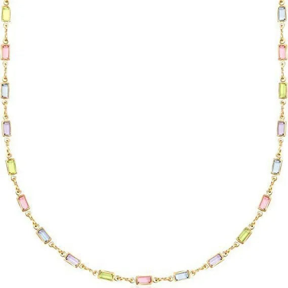Ladies' geometric crystal necklace with adjustable alloy chain and glass pendant