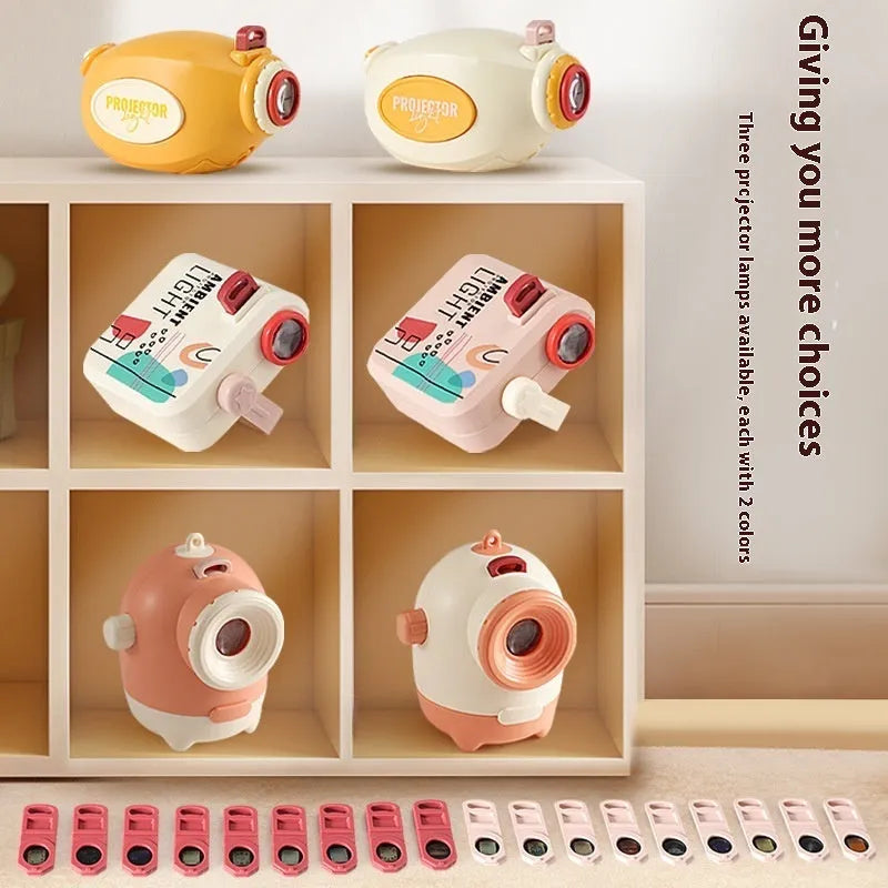 Children's projection lamp plastic toy in pink for age 4-6, shown as photo prop