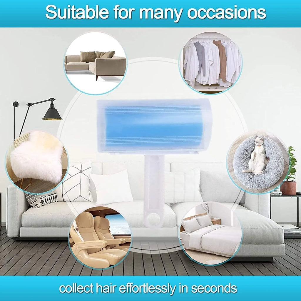 Reusable washable lint roller with protective cover for pet hair removal