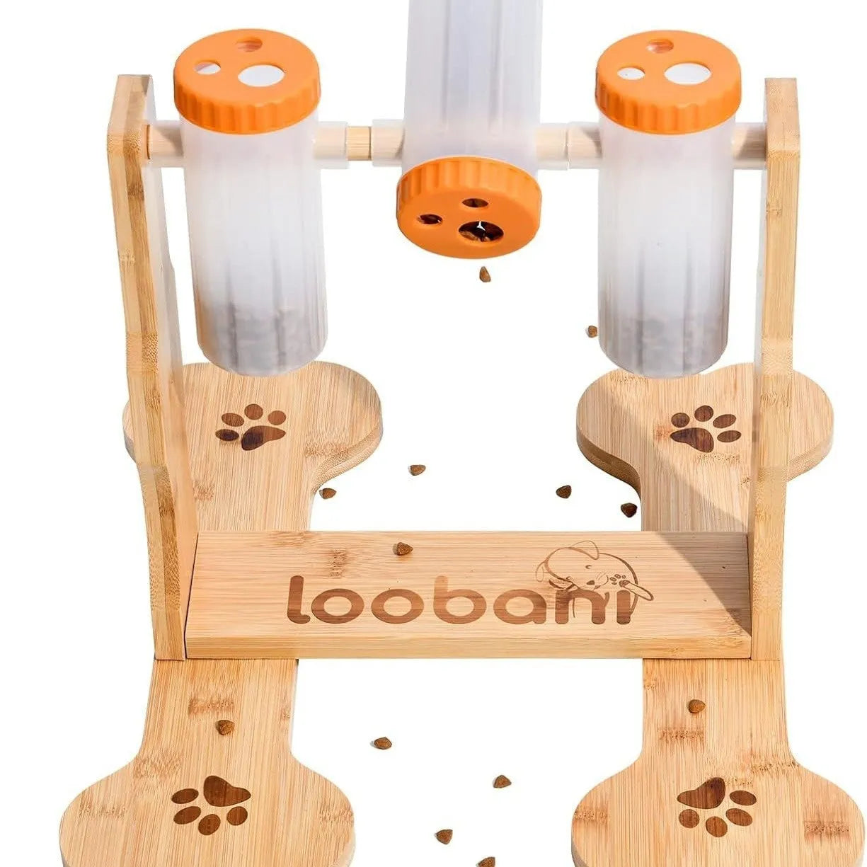 Wooden dog puzzle feeder toy 31x30x20cm for interactive feeding and mental stimulation