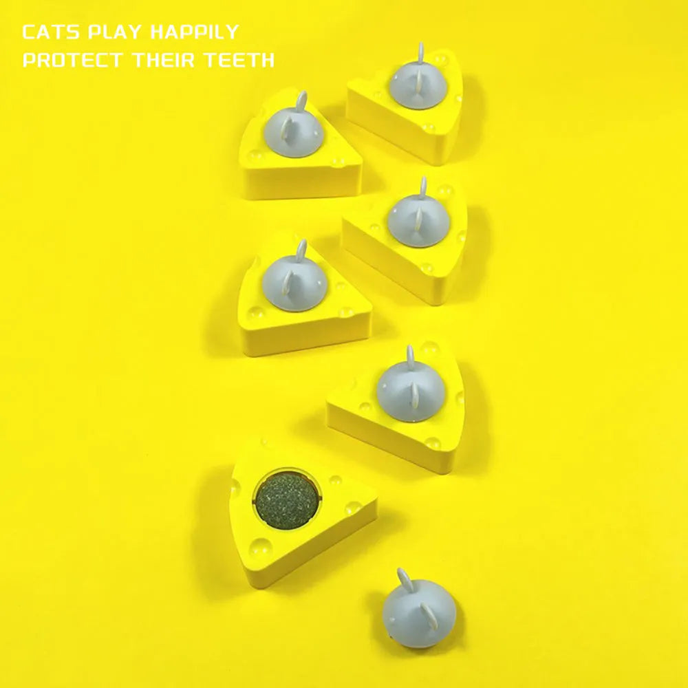 Yellow catnip toy balls with silvervine for cat teeth cleaning and play