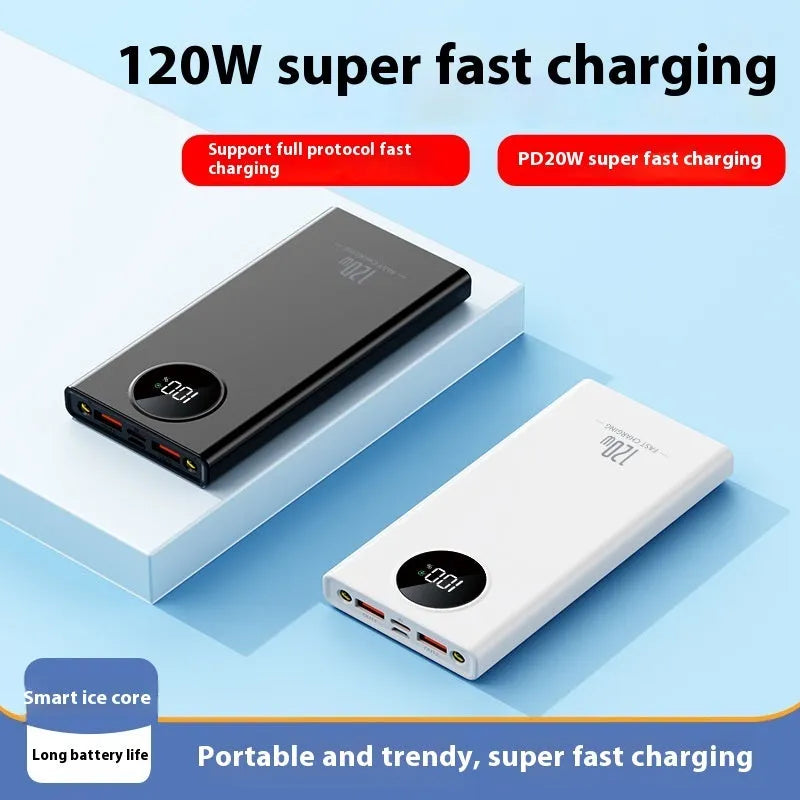 Super fast charge portable power bank with plastic shell, black colour, 20000mAh capacity