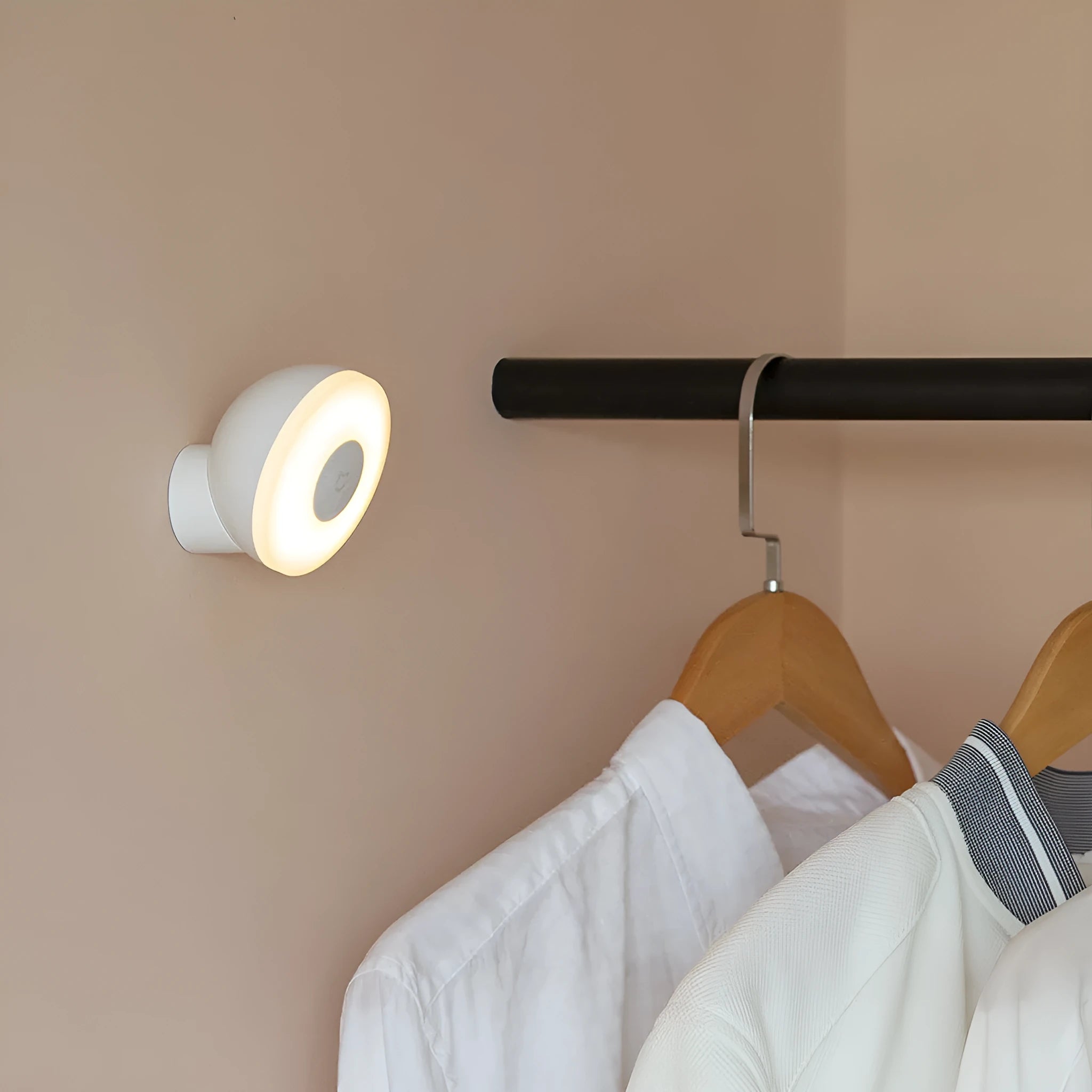 White modern bedside table lamp with human body induction sensor and Bluetooth connectivity