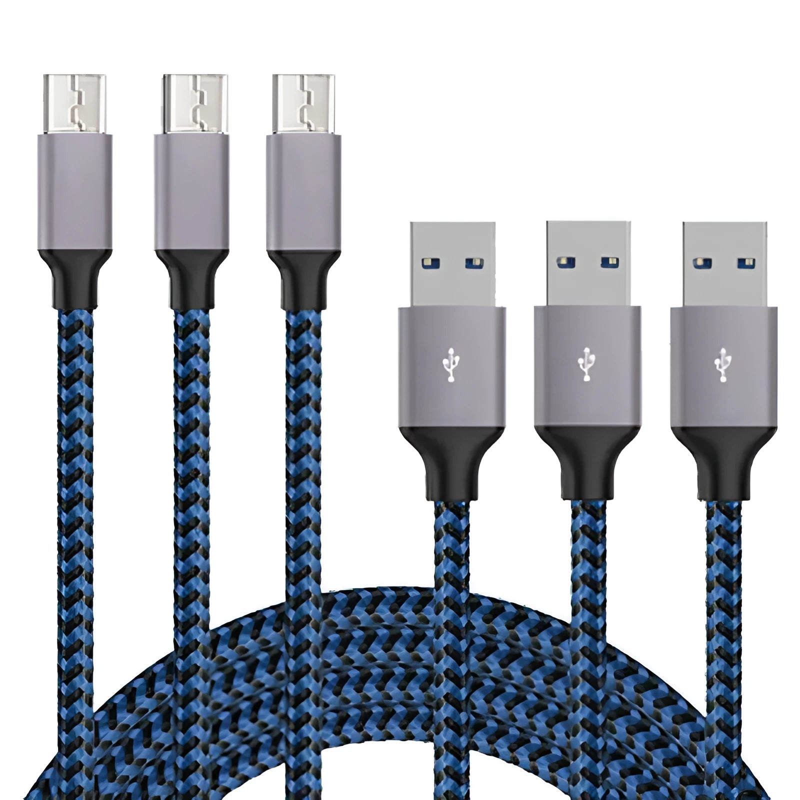 Braided Android fast charging cable with Micro USB connector in multiple lengths and colours