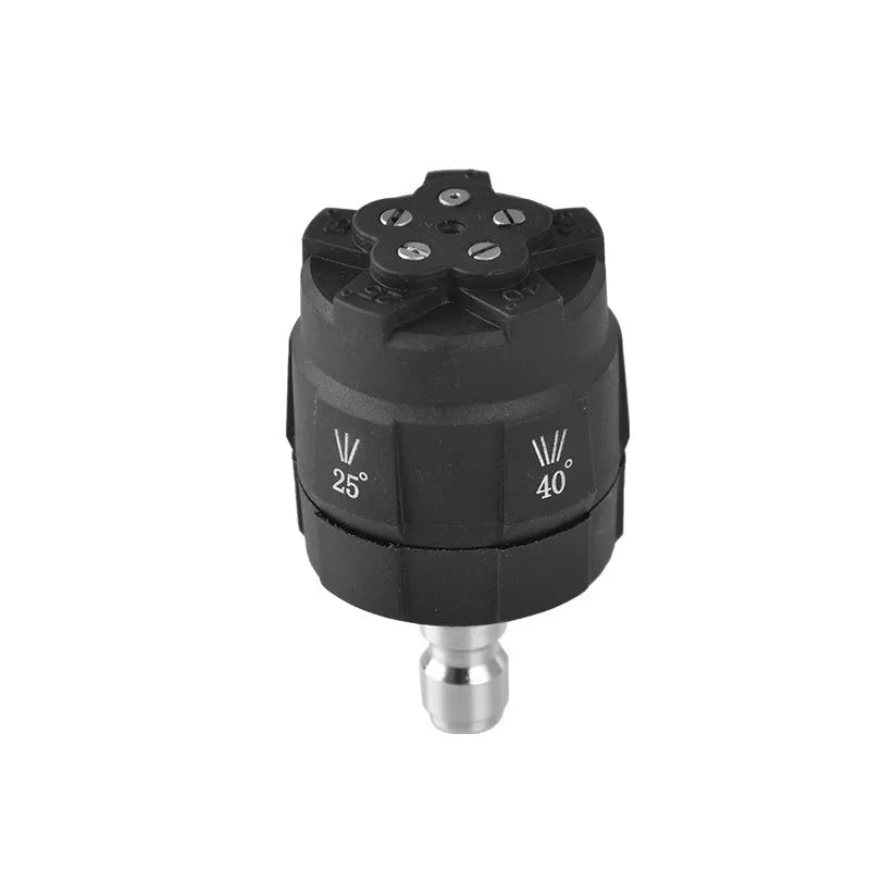 Multi-functional five-in-one spray nozzle for high-pressure water gun with IDC connector.