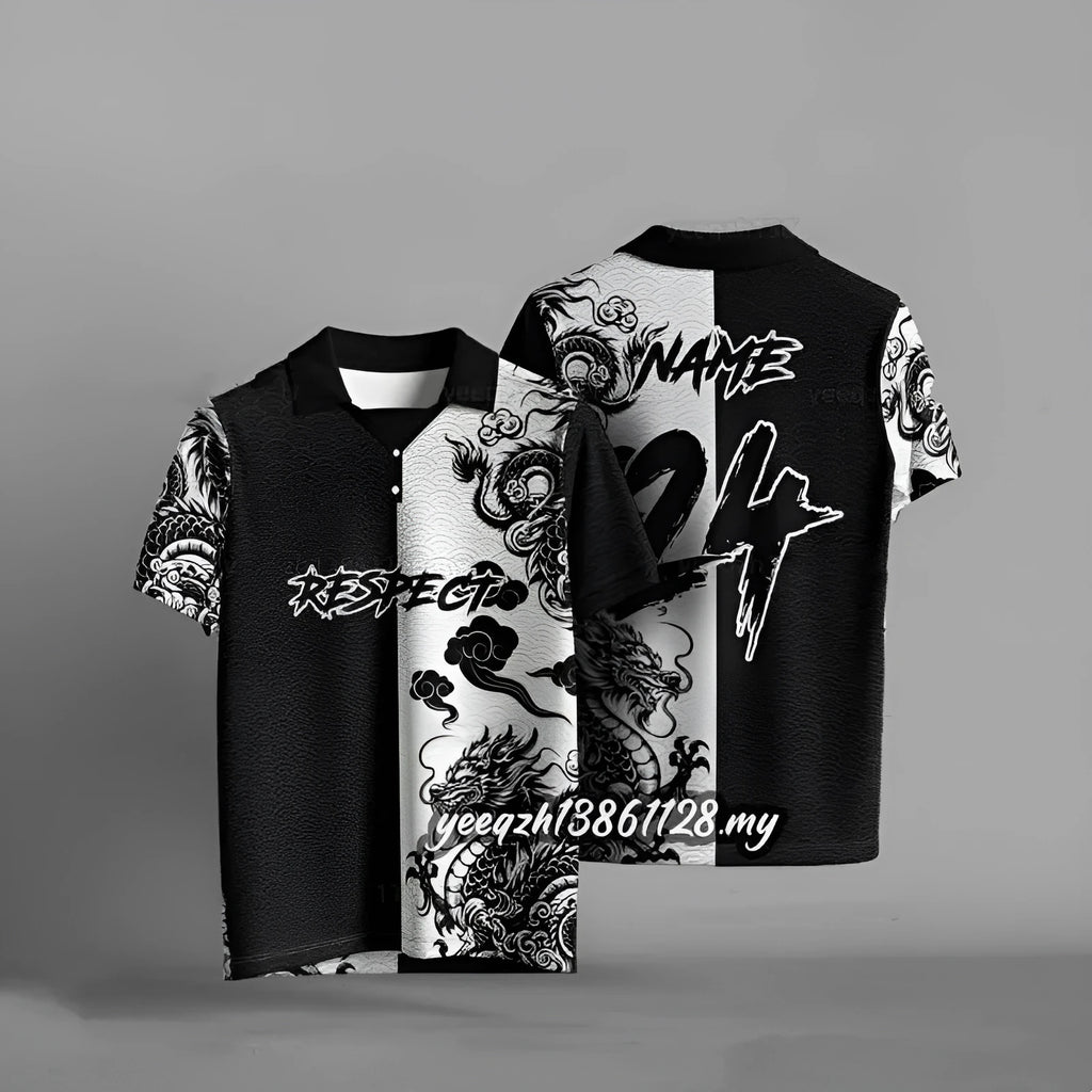 Black loose fit men's short sleeve t-shirt with a 3D digital printed graphic design.