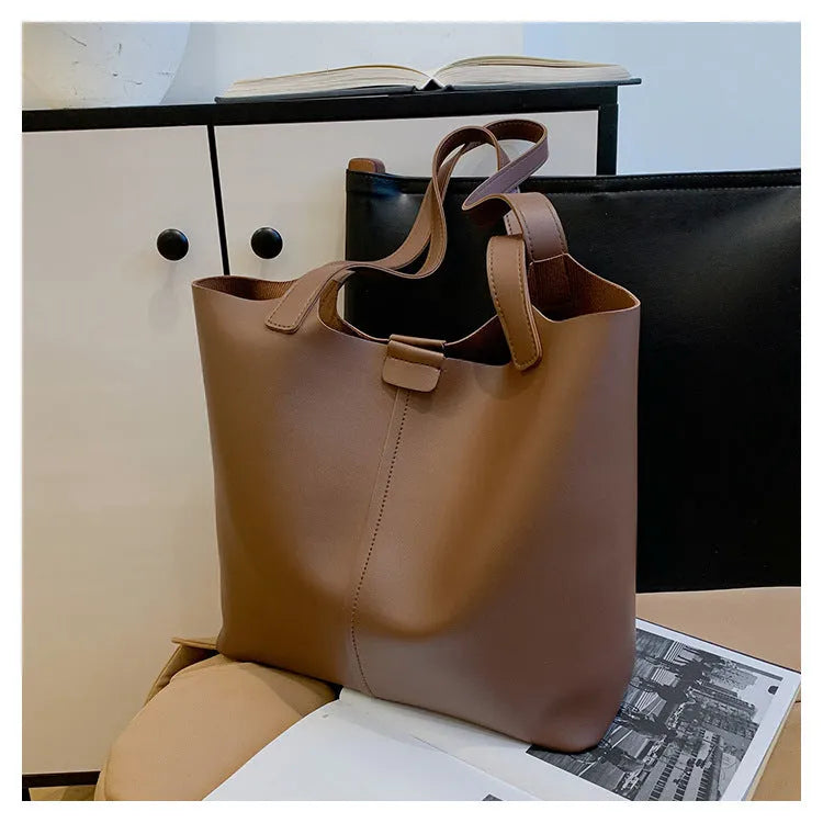 Horizontal square commuter shoulder bag in PU with splicing design and inner patch pocket