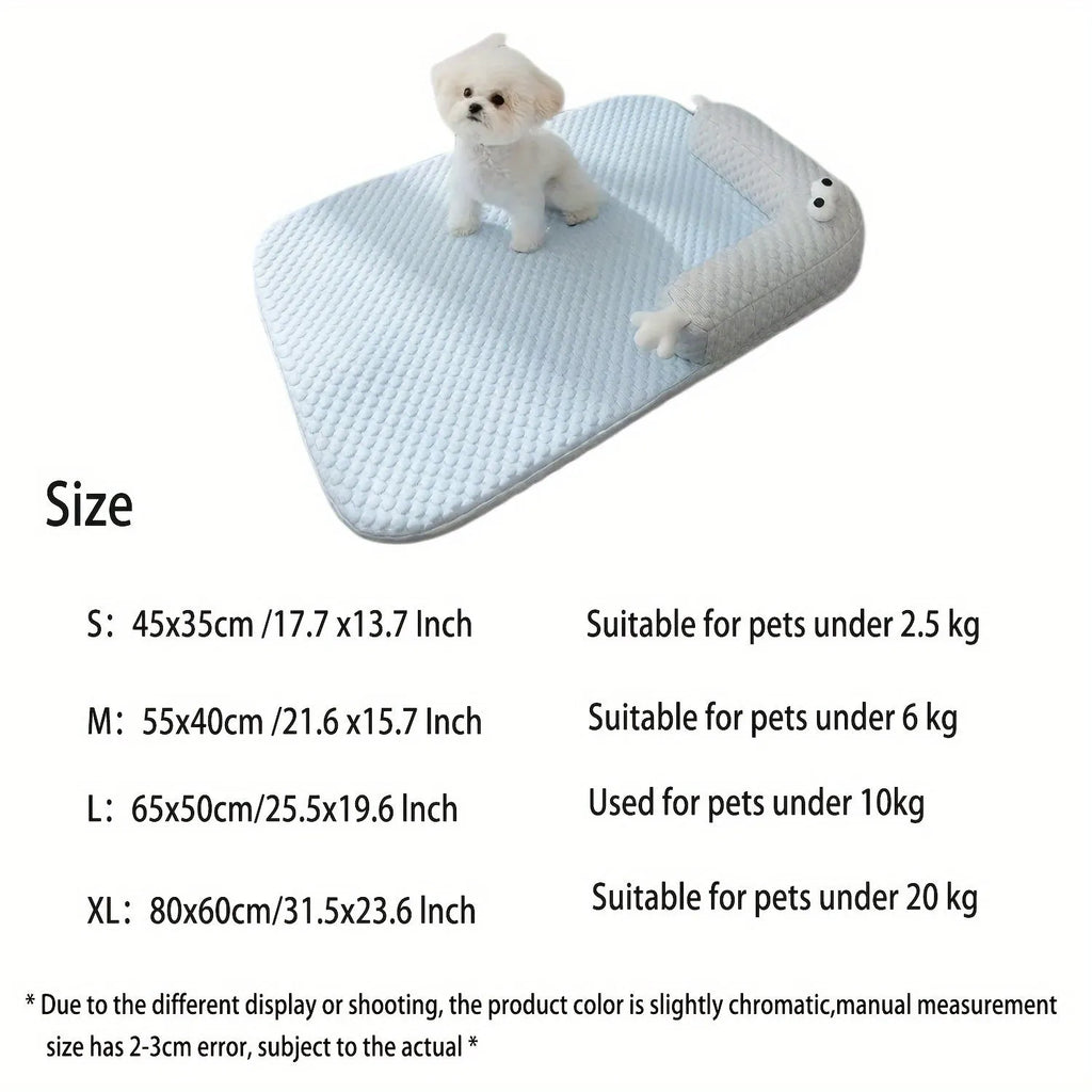 Blue pet bed cushion with monster design in large size for dogs