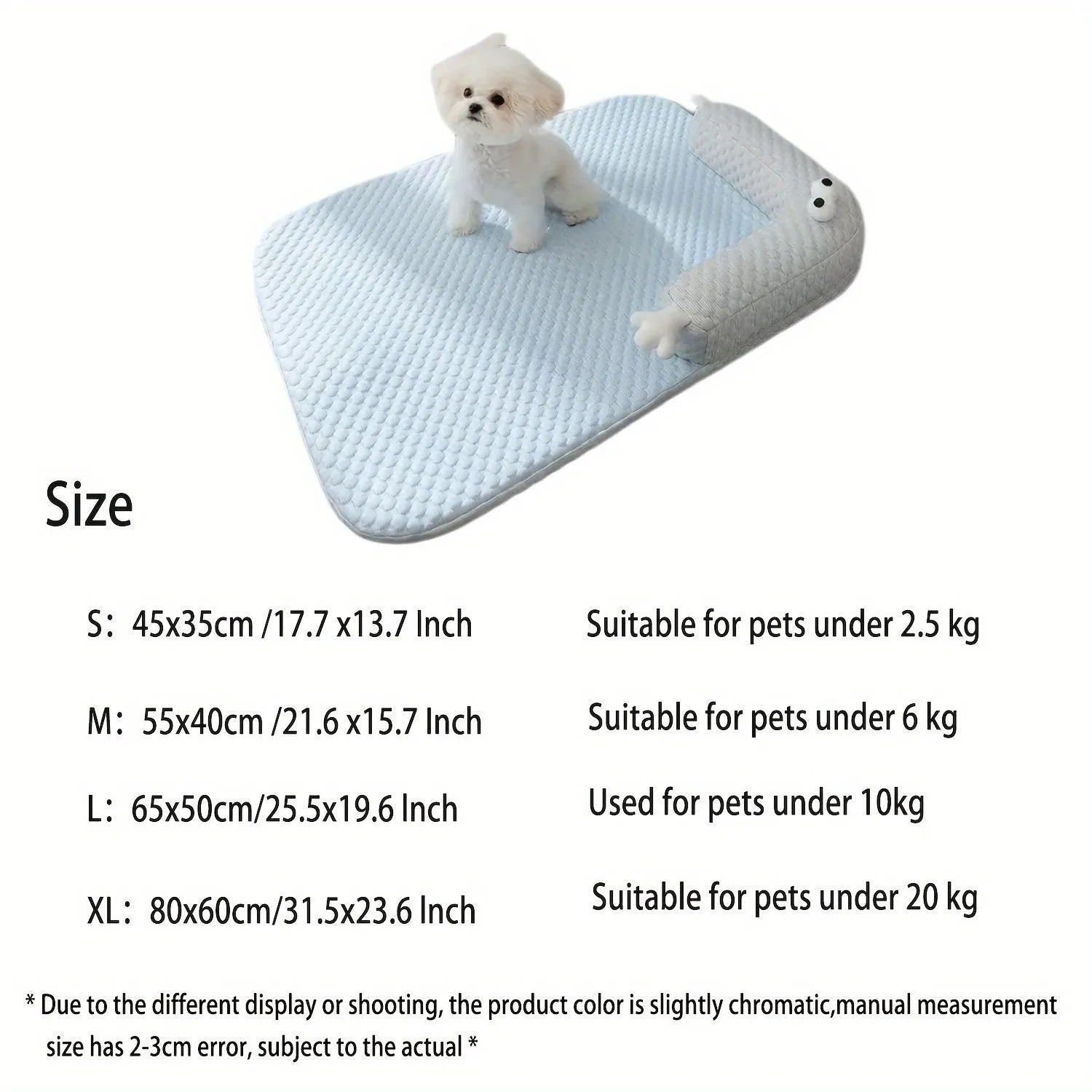 Blue pet bed cushion with monster design in large size for dogs