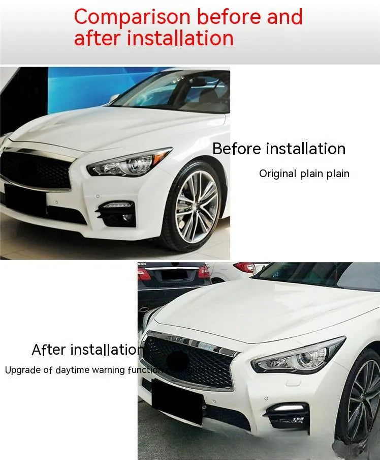 Infiniti Q50 Q70 front bumper LED daytime running lamp and turn signal unit in ABS housing