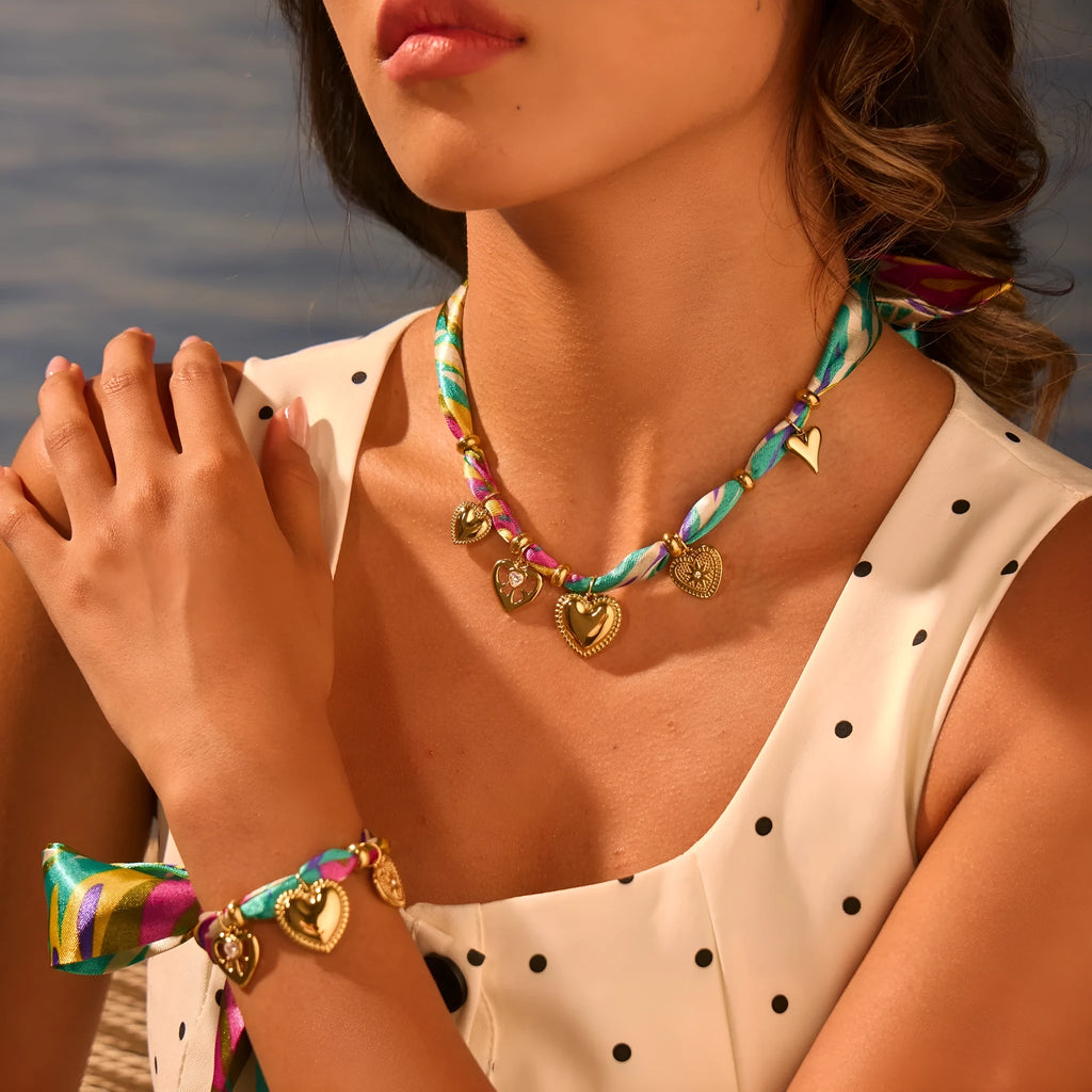 18K gold plated geometric chain jewellery set with adjustable 41-50cm necklace