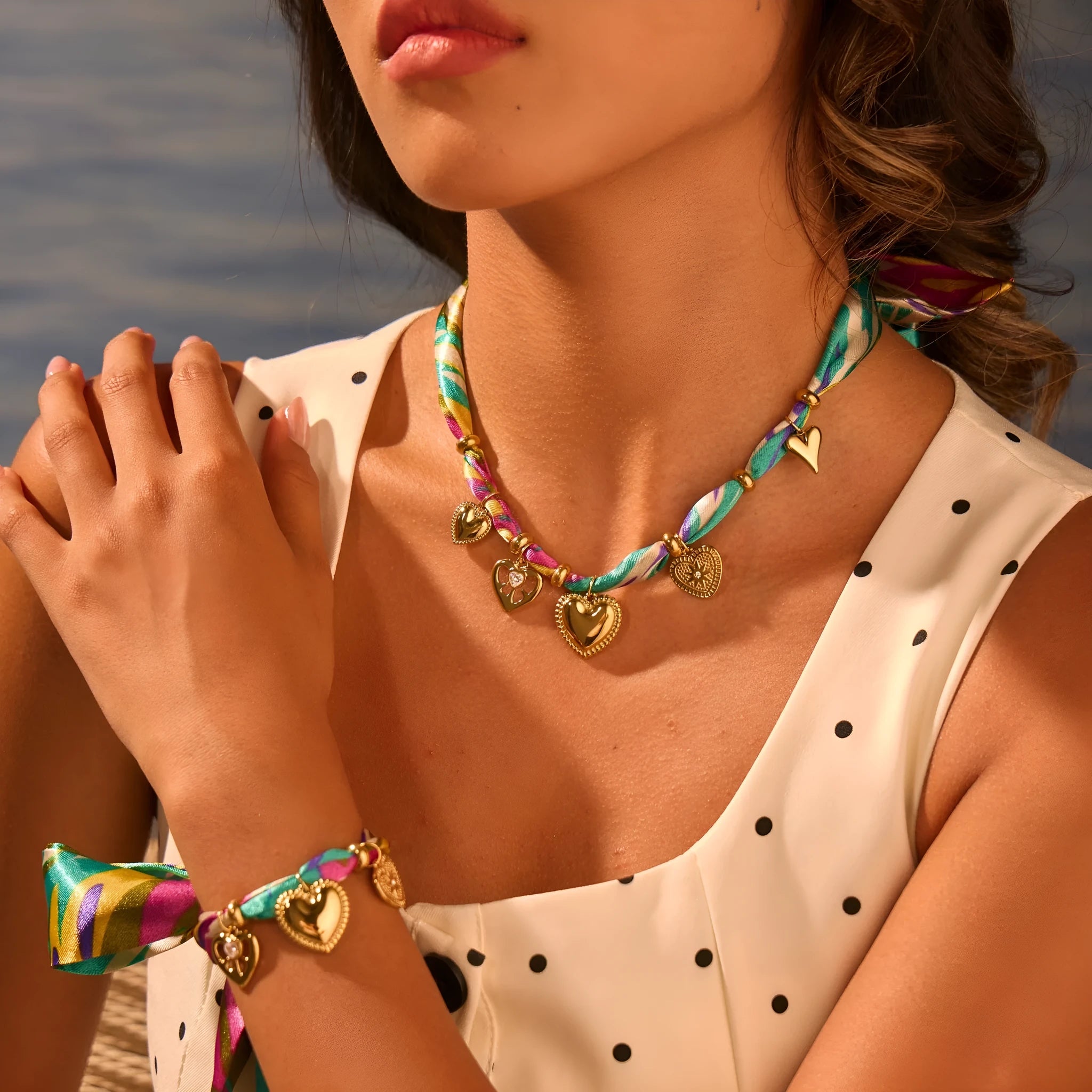 18K gold plated geometric chain jewellery set with adjustable 41-50cm necklace