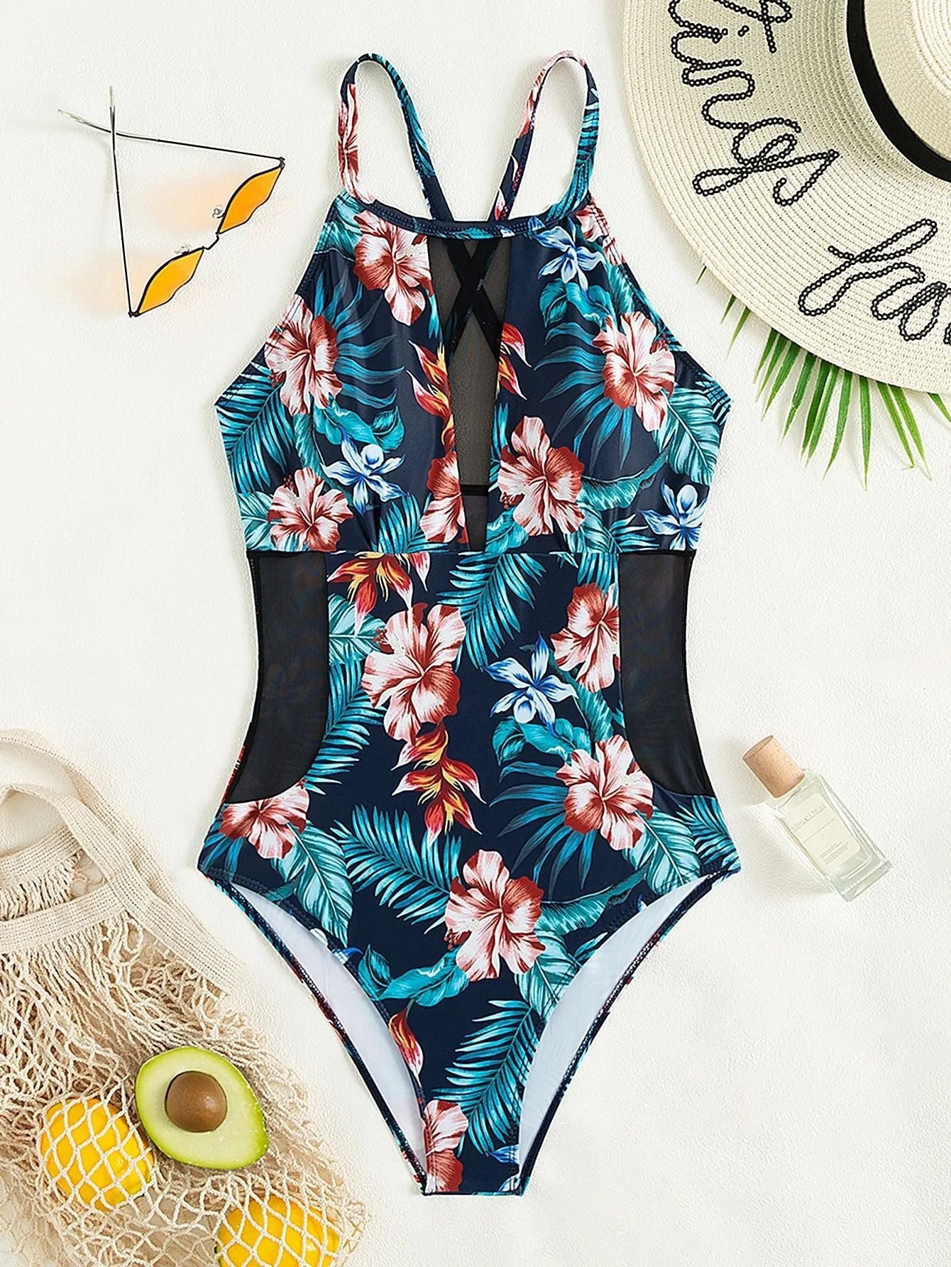 Women's deep V-neck one-piece swimsuit in a solid or gradient colour.
