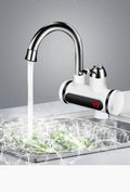 White electric kitchen water heater with digital temperature display and water separation technology