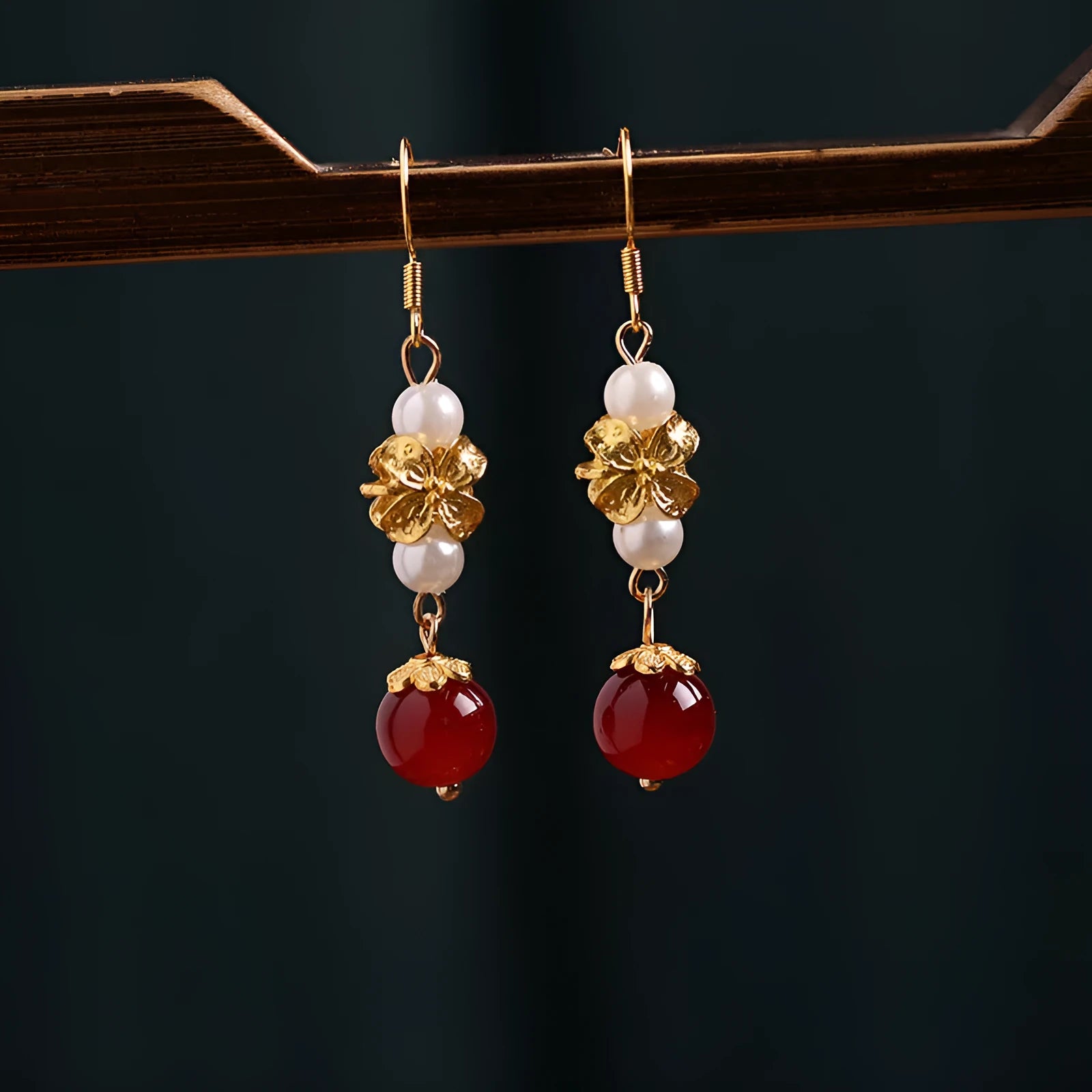 Vintage geometric alloy earrings with electroplating treatment for traditional Chinese attire