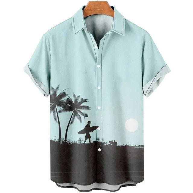 Men's slim fit floral print short sleeve shirt in polyester available sizes S to 5XL