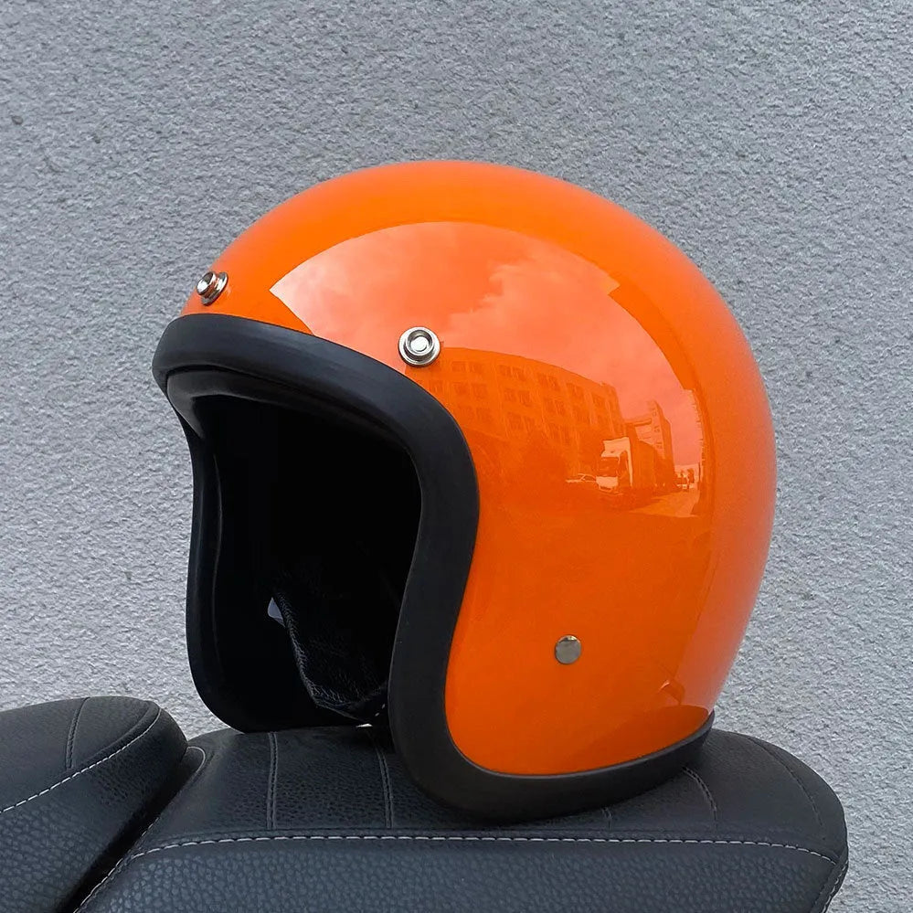 FRP retro-style half helmet for electric motorcycle commuting, shown in a colour option.
