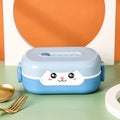 Children's microwave-safe divided plastic lunch box in square design with 301-500ml capacity