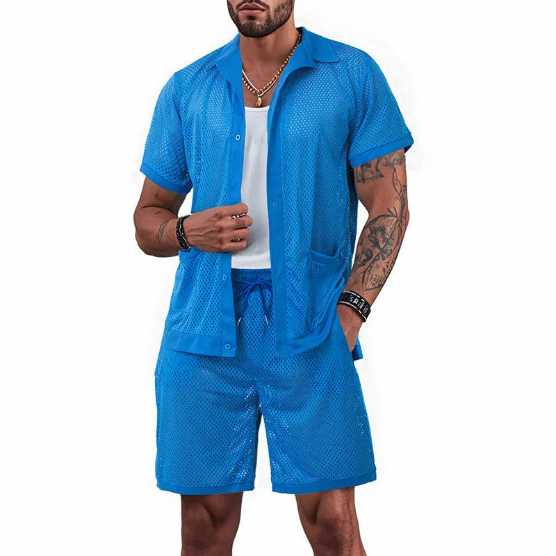 Design Beach Hawaii see-through cardigan shorts set in thin fabric for summer wear