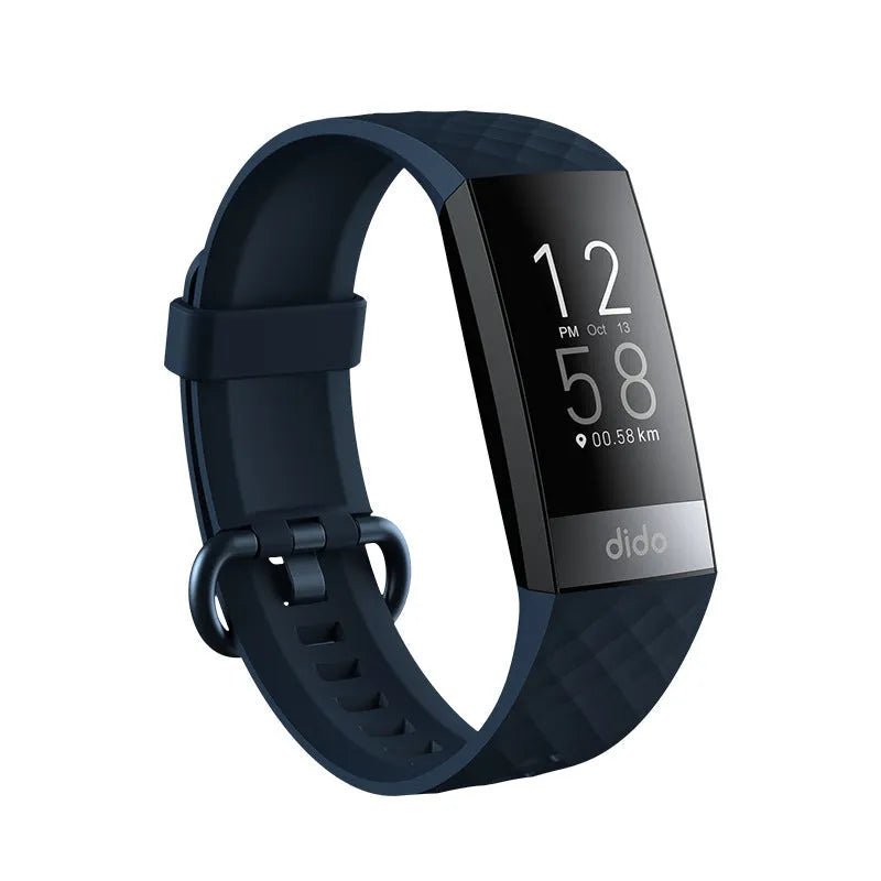 Y6 Black smart bracelet with 1.1-inch screen showing health metrics on wrist