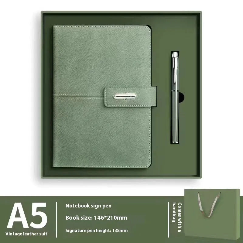 A5 notebook with PU leather cover in choice of colours including black, red, green, blue and orange.