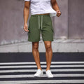 Men's loose fit work shorts in fluorescent green with straight cut and micro-elastic waistband