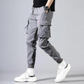 Men's cotton-polyester sports overalls in black with embossed finish and printed details, side view