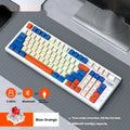 Wireless Bluetooth gaming mechanical keyboard with ABS ABS plastic keys, black and red colour, compact desk layout