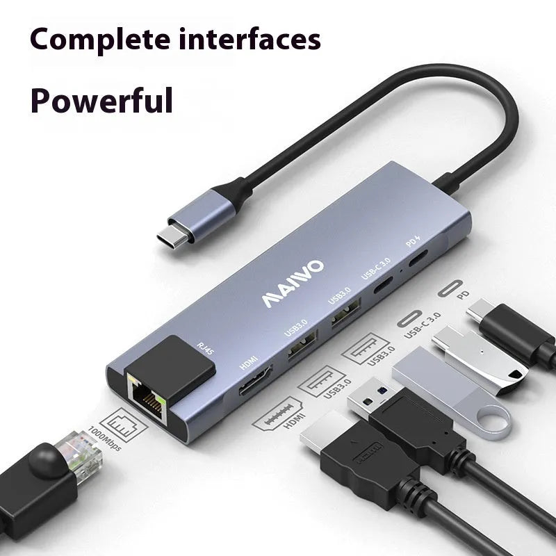 Steam Deck six-in-one docking station with aluminium shell, HDMI, Ethernet, and USB-C ports.
