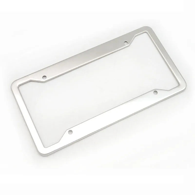 Aluminium alloy license plate frame in black, light grey, sandblasted silver or stainless steel finish