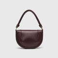 New PU saddle bag with magnetic clasp, oval shape, 16x24x8.5cm, available in black brown and claret red