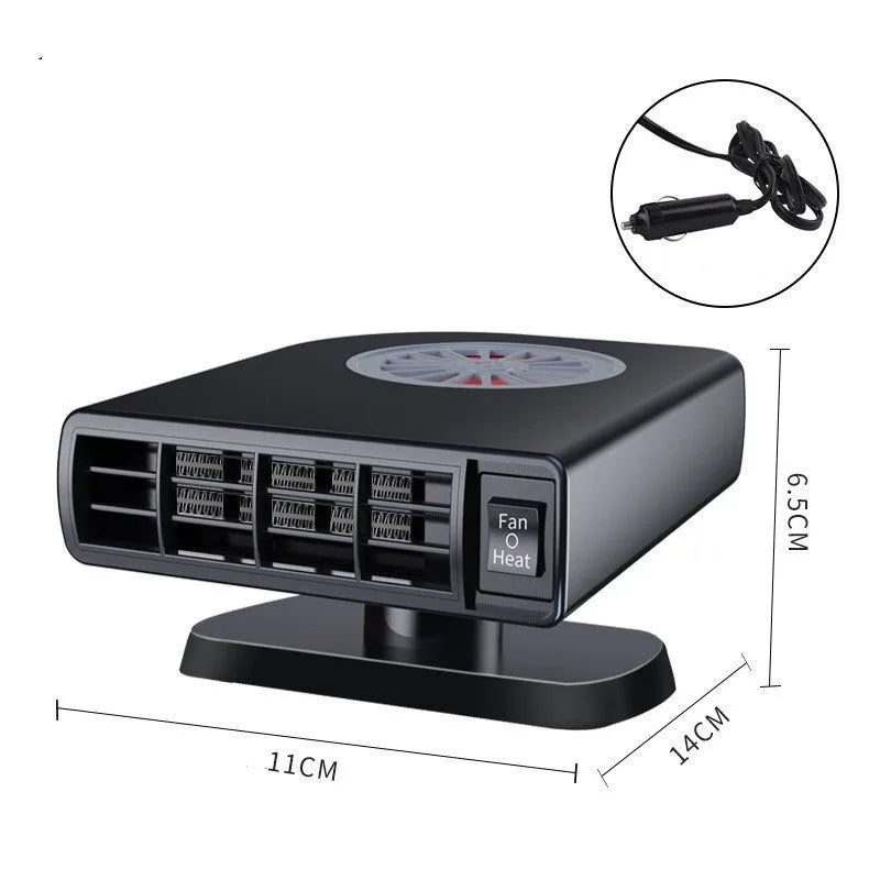 Black ABS plastic car heater with adjustable mount for defrosting and interior warming
