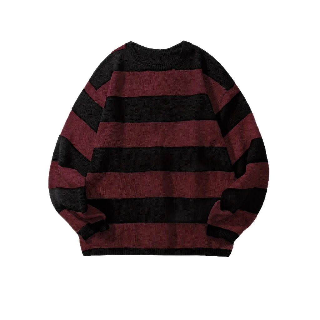 Loose American retro wool sweater in beige, front view, long sleeve pullover for autumn