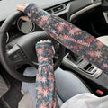 Printed viscose UV protection oversleeves in floral pattern and solid colour options