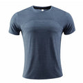 Men's short sleeve sports t-shirt in polyester spandex fabric for running and basketball.