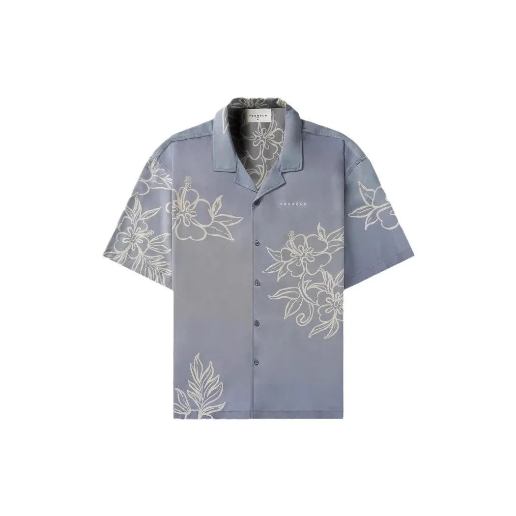 Men's printed floral pattern short sleeve top in loose fit cardigan style